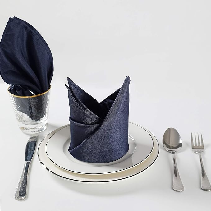 Cloth Napkins 20x20 inch Washable Polyester Dinner Napkins Soft Table Napkins for Wedding Party Dining Banquet(Navy,50PCS)
