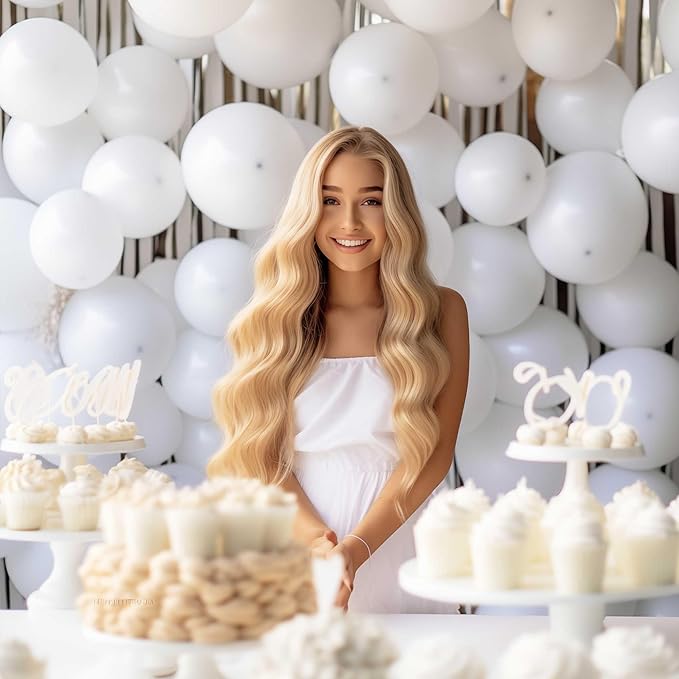 130PCS White Balloons, Latex Balloons Different Sizes 18/12/10/5 Inch, Helium Balloons with Ribbon, Party Balloon Set for Birthday Wedding Graduation Anniversary Baby Shower Decorations.