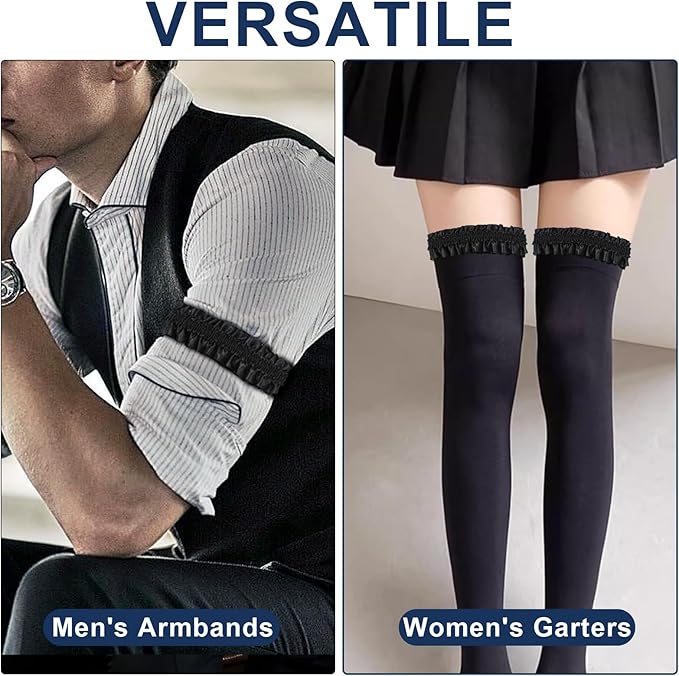2PCS Sleeve Garters for Men - Vintage Elastic Armband, Roaring 20s Armband Garter, Anti-Slip Shirt Stays Mens Accessories Party Decoration (Black)