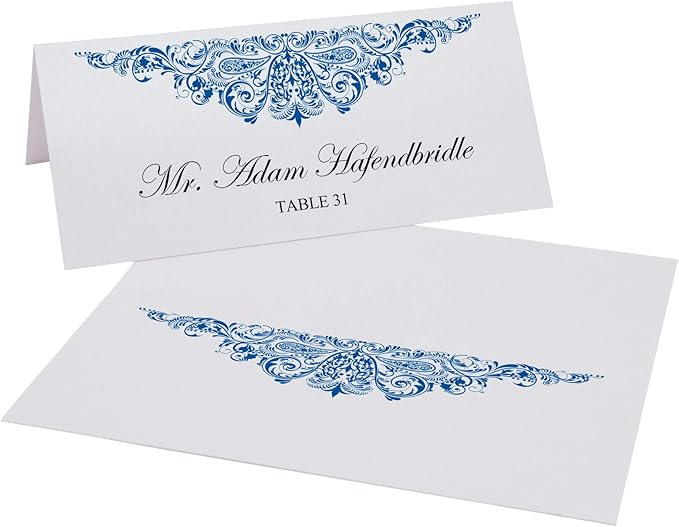Paisley Place Cards, Royal Blue (Choose Color), Set of 25, Pre-cut and Scored - Wedding, Party, Dinner, and Special Events - Made in the USA