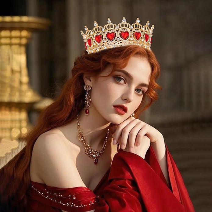 Queen Crown Wedding Rhinestone Heart Crowns and Tiaras for Women Costume Party Hair Accessories Princess BirthdayCrown Crystal Bridal Crown