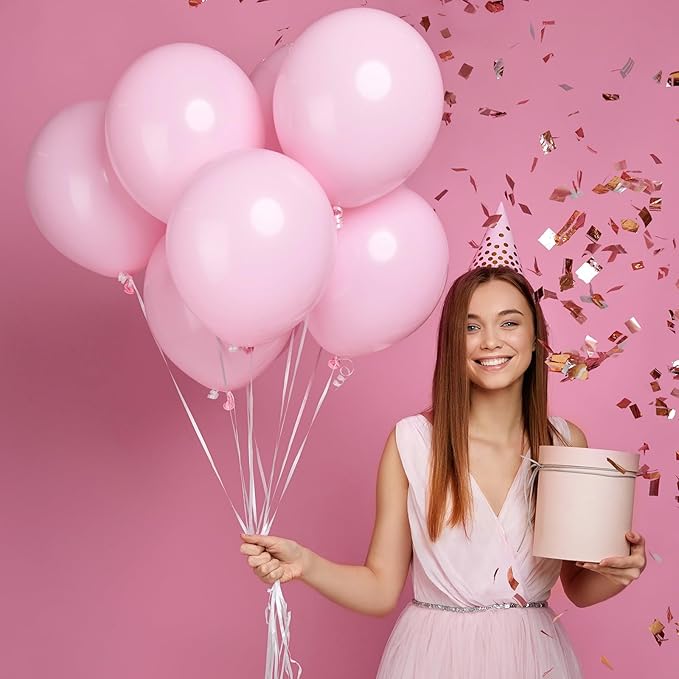 Pastel Pink Balloons - 60 Pcs, 5 Inch Mini Matte Helium Balloons for Baby Shower, Gender Reveal, Birthday Party Decorations