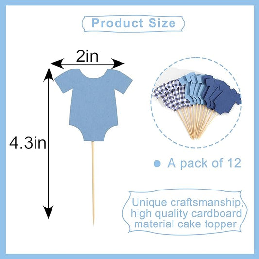 Navy Bodysuit Cupcake Topper - Baby Shower Decoration Navy Gingham Cake Topper,Baby Shower Bunting (navy-topper)