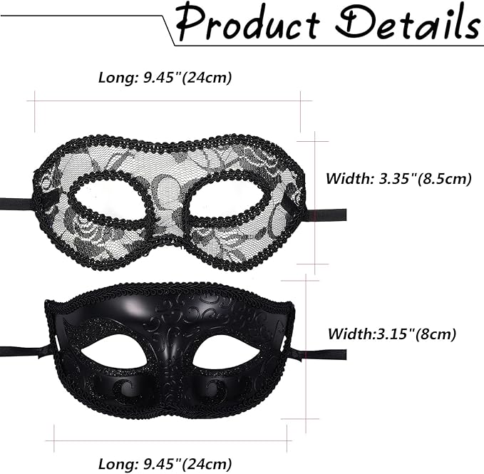 OIDEA Masquerade Mask for Couple - Roman Greek Venetian Mask Halloween Prom Party Costume Ball Mardi Gras Mask for Women Men
