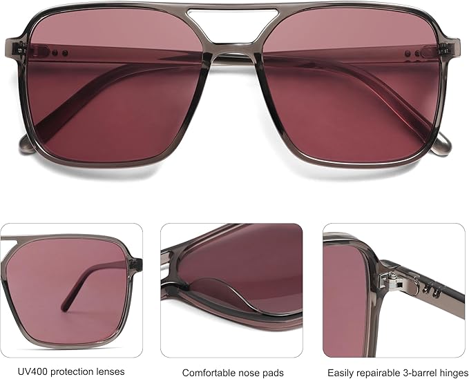 SOJOS Trendy Vintage Aviator Square Sunglasses For Womens Mens Retro 70s UV400 Women Sun Glasses SJ2327