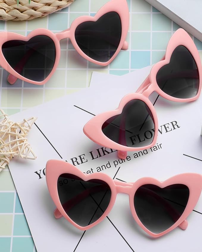 Flutesan 15 Pairs Heart Shaped Sunglasses Vintage Cat Eye Sunglasses for Bachelorette Party Supplies