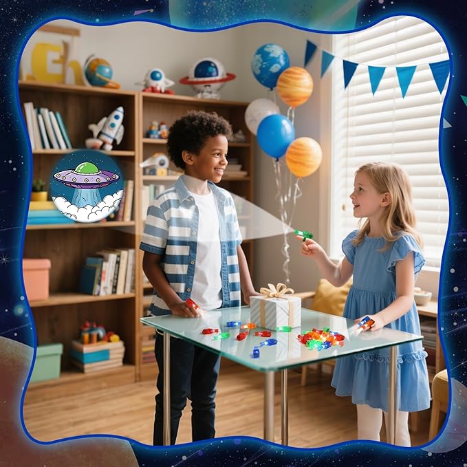 24 Pack Space Theme Party Favors LED Finger Lights, Glow in the Dark Light up Birthday Party Supplies Astronaut Toys Gifts Bulk for Kids Goodie Bags Stuffers Classroom Prizes
