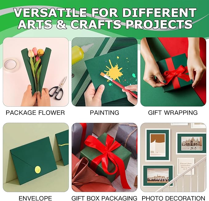 Vanhench 36" x 2400" (200') Green Wrapping Paper Roll, Kraft Paper Roll for Fathers Day/Birthday/Christmas Gifts, Bouquet Flower Crafts Paper, Moving Supplies, Solid Color Bulletin Board Paper