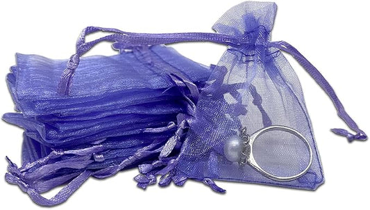 TheDisplayGuys 48-Pack 2" x 2-3/4" Lavender Sheer Organza Gift Bags with Drawstring, Jewelry Candy Treat Wedding Party Favors Mesh Pouch