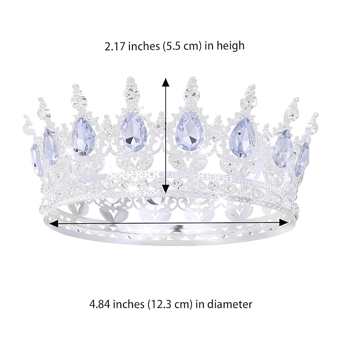 Silver Crown for Women Crystal Tiara and Queen Crown for Girl Wedding Headband for Bride Hair Accessories for Costume Birthday Party Cake Decoration Prom