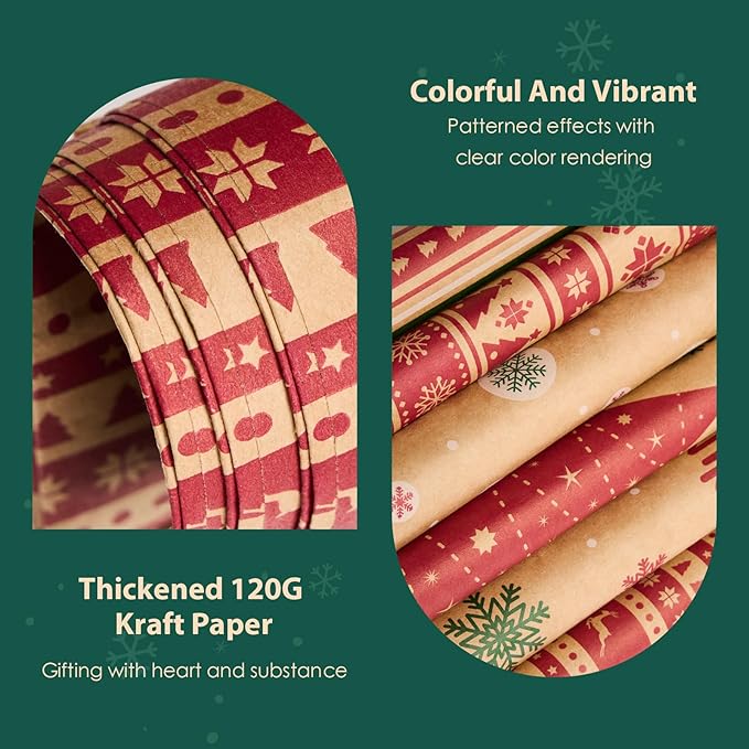 MESHA Christmas Gift bags 24Pcs 8.6x7x3.3'' Kraft Paper Bags with Handles Bulk for Gifts Holiday Xmas Goodie, Party Favors, Candy, Treat