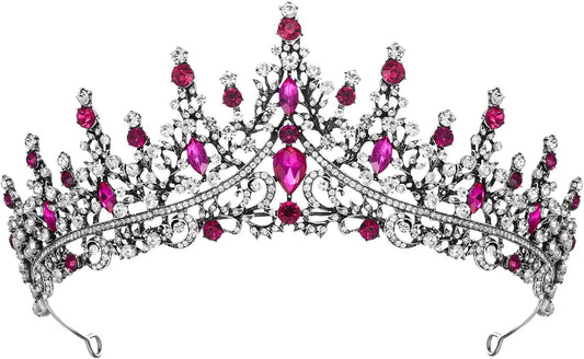 SWEETV Crystal Wedding Tiara for Women, Royal Queen Crown Headband, Rhinestone Princess Hair Accessories for Prom Birthday