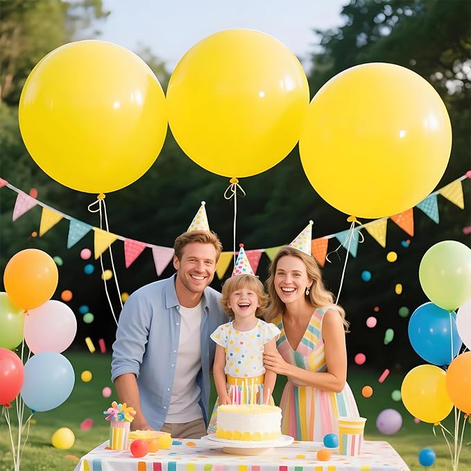 KAWKALSH Yellow Giant Balloons 36 Inch, 9pcs Jumbo Large Round Latex Balloons for Baby Shower Birthday Sunflower Theme Party Decorations
