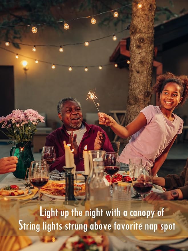 Outdoor String Lights 400FT Patio Lights with 208 shatterproof G40 dimmable Globe LED Bulb, Waterproof connectable Outdoor Lighting for Backyard Porch Balcony gazobo, 4-Pack 100FT,Black