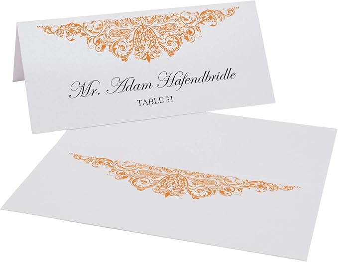 Paisley Printable Place Cards, Orange (Choose Color), Set of 60 (10 Sheets), Laser & Inkjet Printers - Wedding, Party, Dinner, and Special Events - Made in the USA