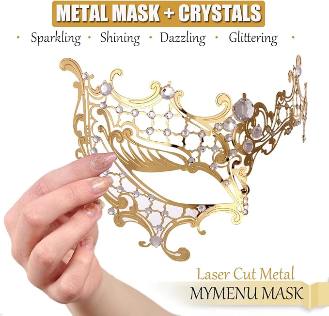 Couple Masquerade Mask for Women Men Laser Cut Metal Mask Venetian Mask for Party Ball
