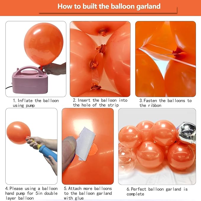 Orange Silver Balloon Double Stuffed Burnt Orange Metallic Silver Balloons Different Sizes Latex Balloons Garland for Fall Thanksgiving Birthday Baby Shower Halloween Anniversary Party Decorations