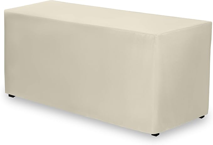 Gee Di Moda Fitted Tablecloth - 48 x 30 Inch Ivory Fitted Table Cloth for 4 Foot Rectangle Table - Heavy Duty Washable Fabric - for 4 Ft Buffet Table Holiday Party Dinner Wedding & Trade Show