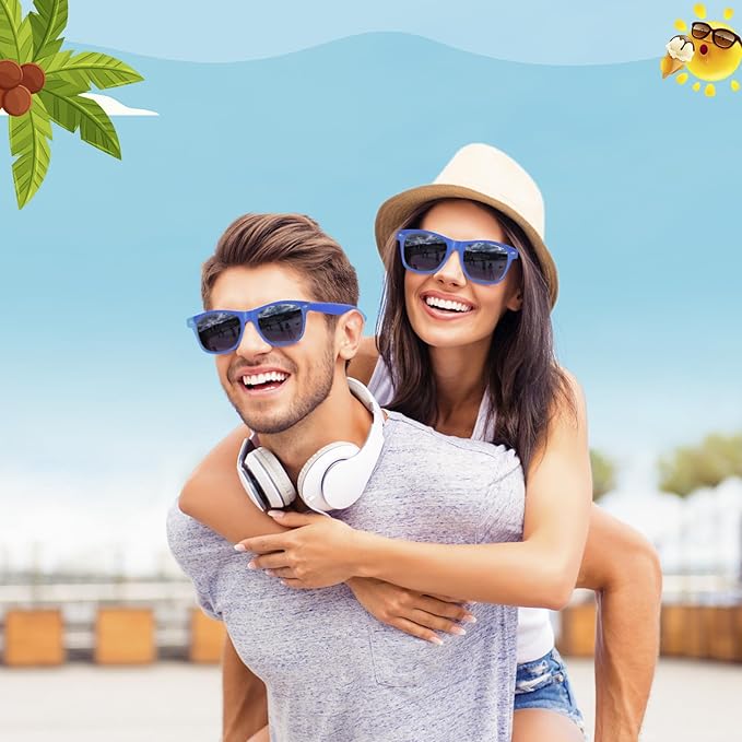 Black Sunglasses Party Favors - 12 Pack Sunglasses Bulk for Wedding Graduation Birthday Pool Beach Party Supplies