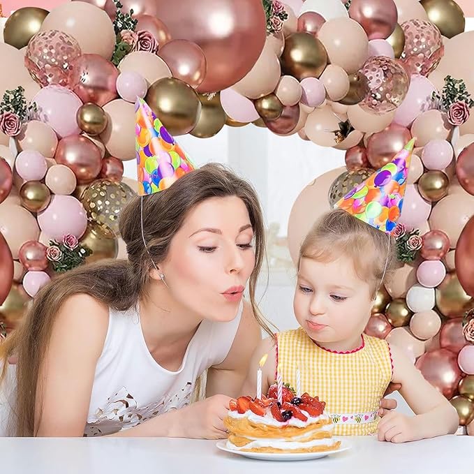 Rose Gold Pink Balloon Garland Kit, Pastel Pink Gold Metallic Nude White Balloons Rose Gold Confetti Balloons for Bridal Shower Wedding Birthday Princess Party Decorations