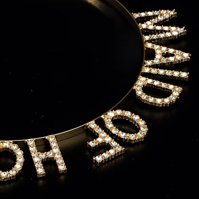 Gold MAID OF HONOR Headband Bachelorette Party Decorations Rhinestone Bridesmaid Headbands for Bridal Shower, Bachelorette Party, Wedding