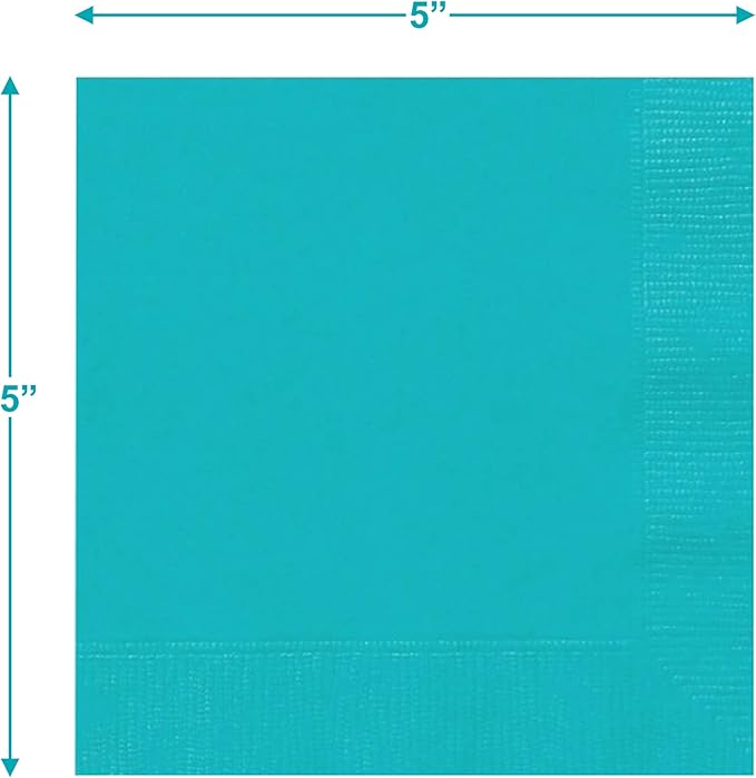 Caribbean Blue Paper Dinner Plates and Luncheon Napkins, Solid Blue Party Supplies and Summer Table Decorations (Serves 16)