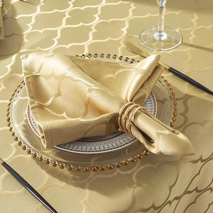 SASTYBALE Fall Jacquard Napkins 20x20 Inch - Flower Pattern Autumn Glow Polyester, Spill Proof Wrinkle Resistant, Tabletop Decor for Thanksgiving Turkey Dinner, Fall Kitchen Dining & Holiday Parties