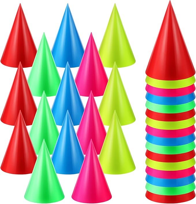 JaGely 100 Pieces Colorful Birthday Party Hats Metallic Foil Cone Hat for Christmas New Year Party Supplies, 5 Colors