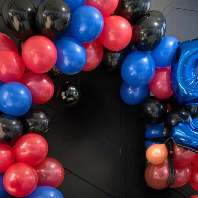 Red Blue Black Balloons, 50pcs Royal Blue Red Black Balloons, Silver Confetti Balloon for Boy Man Theme Birthday Party Baby Shower Wedding Graduation Decorations