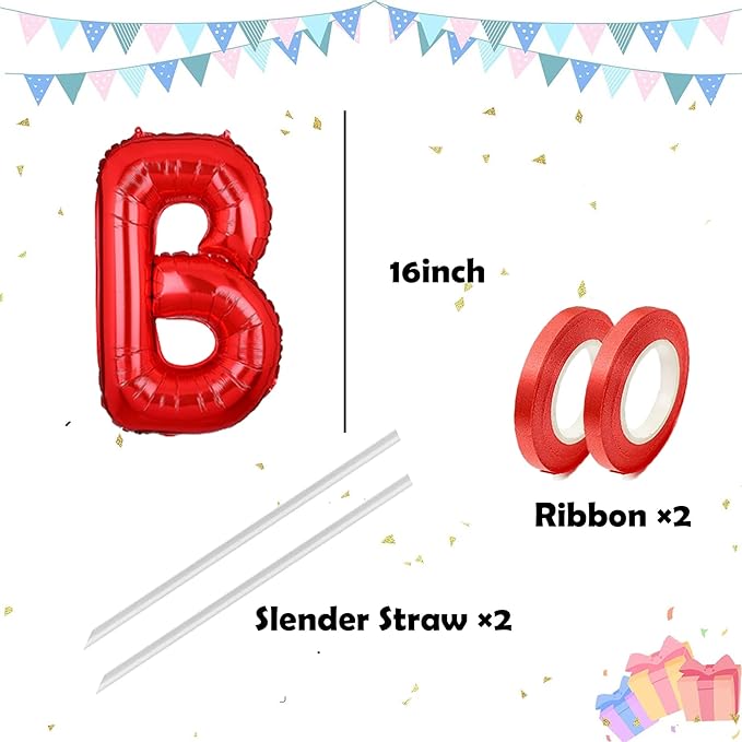 Letter Balloons 16 Inch Mylar Foil Alphabet Letter A-Z Balloons Set for Wedding Birthday Party Decoration Banner Custom Phrase 26 Pieces(Red)