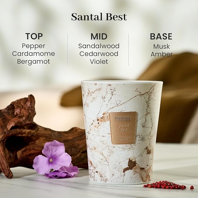 M&SENSE Extra Large Candle 35oz 150H Santal Scented, 3 Wick Highly Scented Jar Candles, XL Large Christmas Gift Candle for Women, Long Lasting Burning for Holiday, Thanksgiving, Christmas
