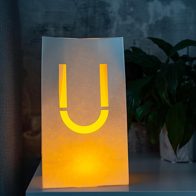 Light Up Letter U - Luminary Bags Perfect for Personalized Happy Birthday Banner, Proposal Decorations, Engagement Party Decorations and Congratulations Banner for Your Loved One