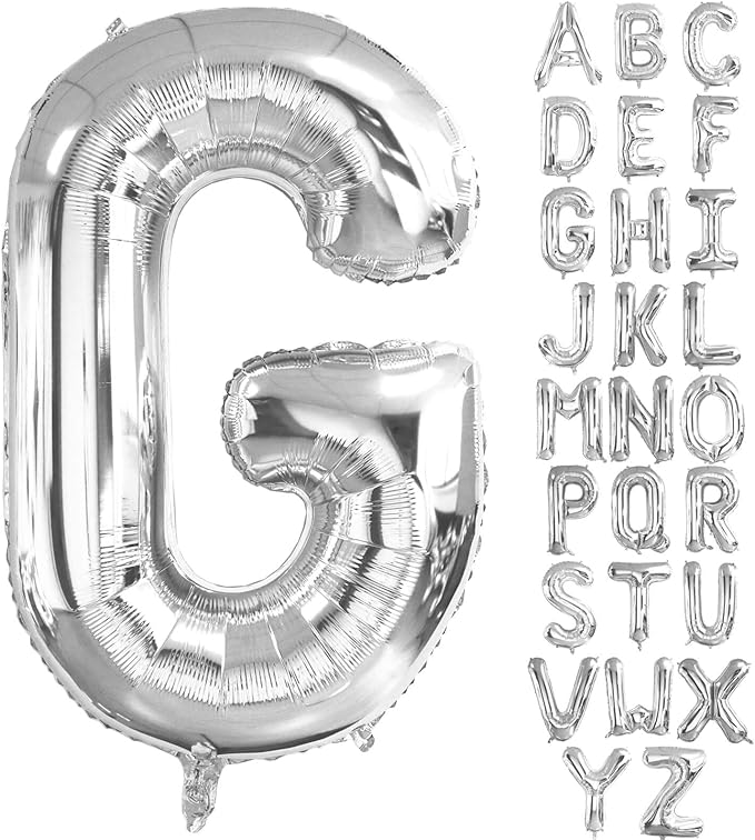 Lovoir 40 Inch Large Silver Letter G Balloons Big Size Jumbo Mylar Foil Helium Balloon for Birthday Party Celebration Decorations Alphabet Silver G