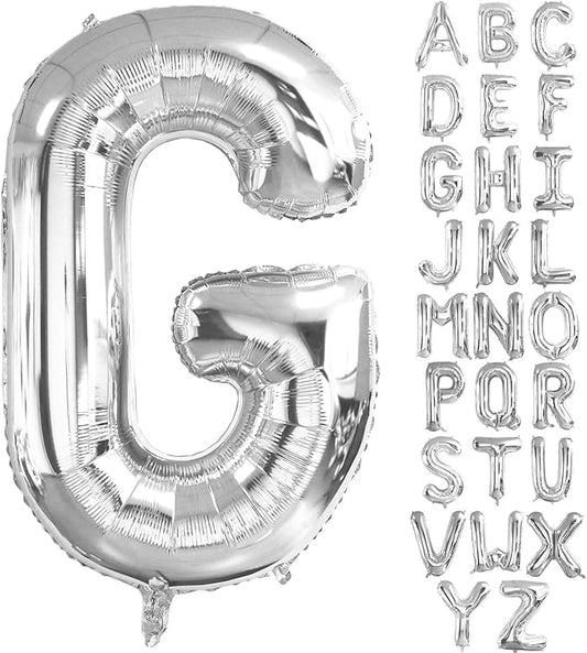 Lovoir 40 Inch Large Silver Letter G Balloons Big Size Jumbo Mylar Foil Helium Balloon for Birthday Party Celebration Decorations Alphabet Silver G