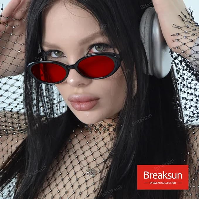 Retro Oval Sunglasses for Women Men Fashion Small Oval Sunglasses 90s Vintage Shades