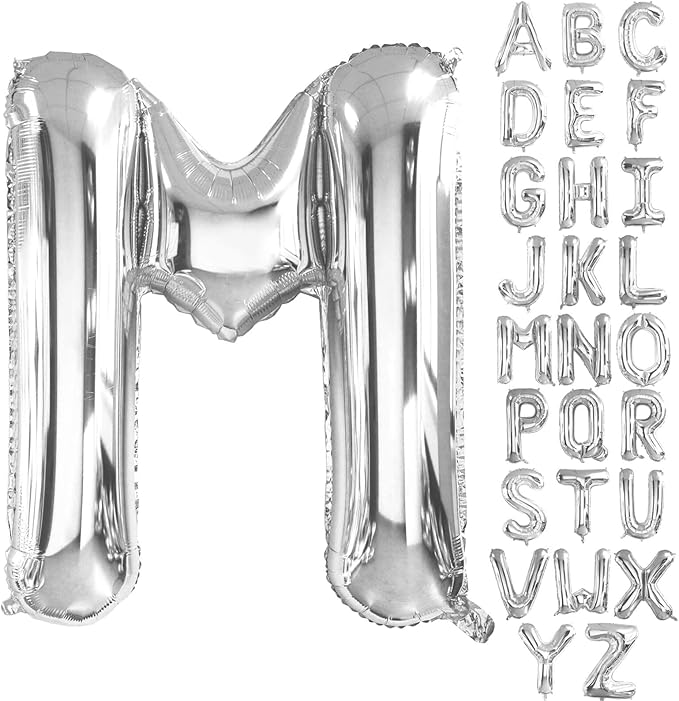 Lovoir 40 Inch Large Silver Letter M Balloons Big Size Jumbo Mylar Foil Helium Balloon for Birthday Party Celebration Decorations Alphabet Silver M