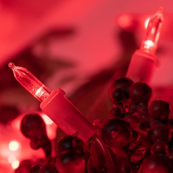 200 LED Christmas Lights with Red Wire, Pack of 2 Sets 33 ft 100 Count UL Certified Commercial Grade String Light