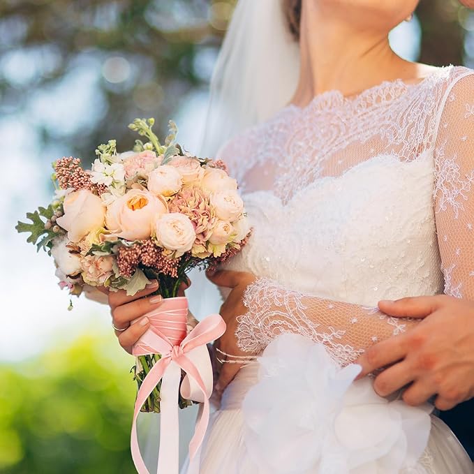 Yilloog 3/8'' 5/8'' 1'' 90 Yards Christmas Velvet Ribbon Vintage Satin Fabric Velvet Ribbon Roll for Christmas Tree Ornaments Decoration Gift Wrapping Bow DIY Crafts (Rose Gold)