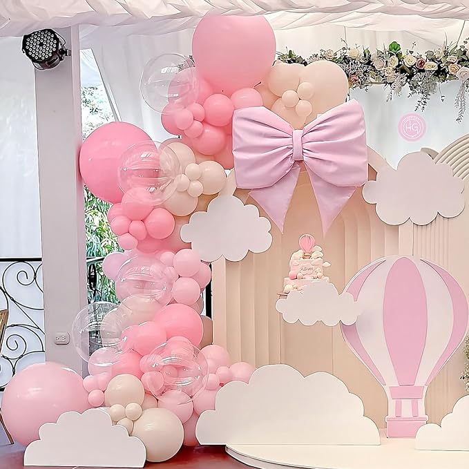 Pink Beige Balloons, 12 inch Light Pink Apricot with Transparent Clear Balloons for Girl Baby Shower Wedding Birthday Gender Reveal Bridal Shower Decorations