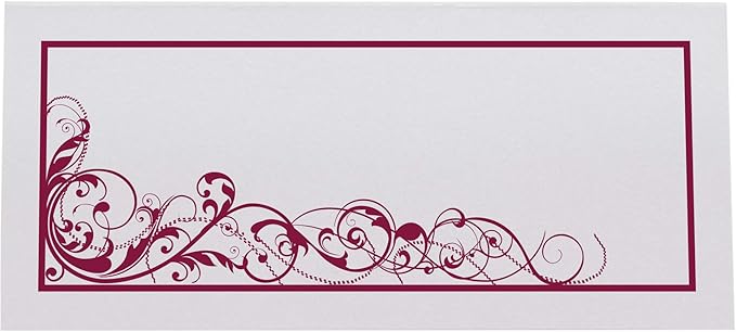 Scribble Vintage Swirl Printable Place Cards, Burgundy (Choose Color), Set of 60 (10 Sheets), Laser & Inkjet Printers - Wedding, Party, Dinner, and Special Events