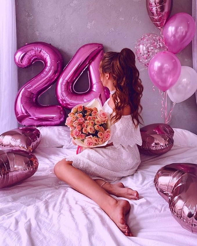Big 40 Inch Rosy Purple 2 Number Balloon Birthday Decoration, 2026 Rosy Purple Number 2 Helium Balloons 12 20 22 23 24 26 28 32 42 Celebration, Boy Girl Baby Anniversary Party Graduations Supplies