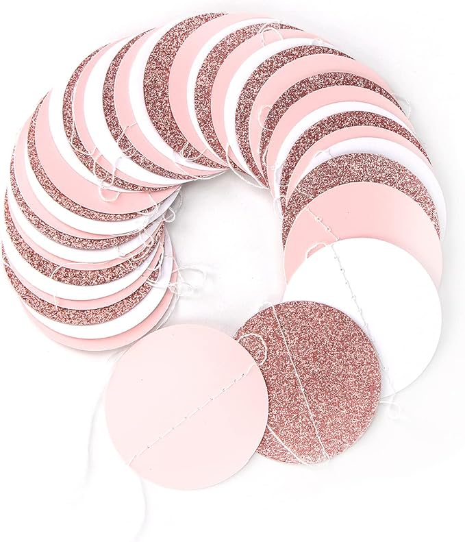 Rose-Gold Pink White Party Decorations Paper-Garland - 52Ft Birthday Baby Bridal Shower Decoration Streamers Banner,Mothers Day Bachelorette Engagement Wedding Party Supplies Bunting Lasting Surprise