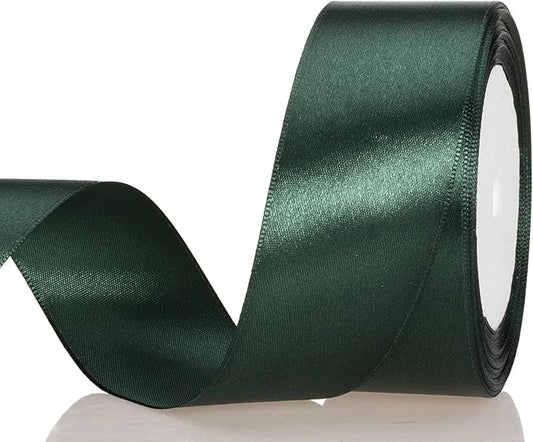 ATRBB 25 Yards 1-1/2 inch Wide Satin Ribbon Perfect for Wedding,Handmade Bows and Gift Wrapping (Green Black)