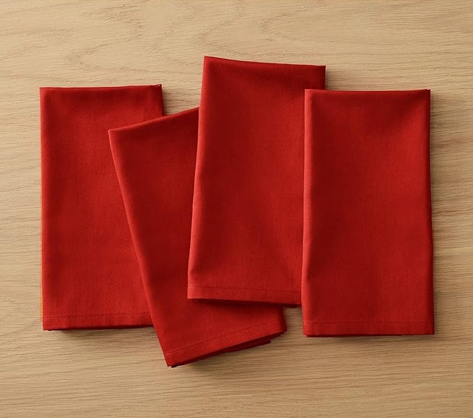 TARAN LIVING Cloth Napkins Solid Red Napkin Pack of 12 Daily Use 100% Cotton Dinner Napkins Holiday Napkin Cloth Table Napkin Soft Washable Reusable Napkin Set - 18x18 Inch