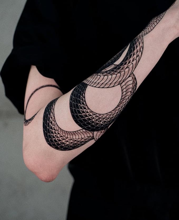 Large Temporary Tattoos Women Temporary Neck Tattoos Temporary Realistic Flower Chest Tattoo for Adults (Snake 3)