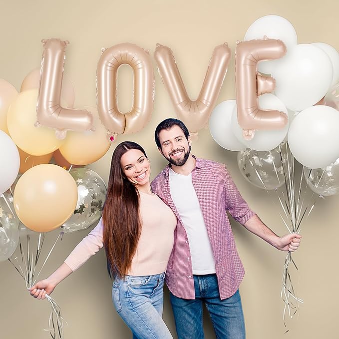 26 Pcs Caramel Letter Balloons,16 Inch Foil Alphabet Letter Balloons,Letter A-Z Balloon Banner Custom Phrase Balloon for Birthday Party Wedding Anniversary Decoration (Caramel 26pcs)