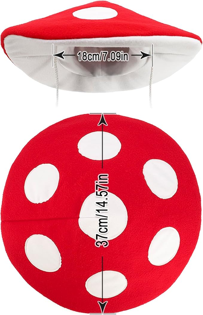 Mushroom Red Plush Hat for Festival Decor | Carnival Party | Halloween | Role Play | Stage Performance | Cosplay Show