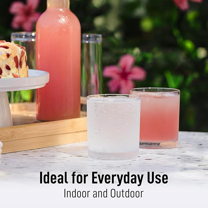 Zulay Kitchen Acrylic Glasses Drinkware - 6 Piece Unbreakable Plastic Tumblers - BPA-Free, Reusable Plastic Drinking Glasses for Home & Outdoors - Stackable, Lead-Free & Dishwasher Safe - (12 oz)