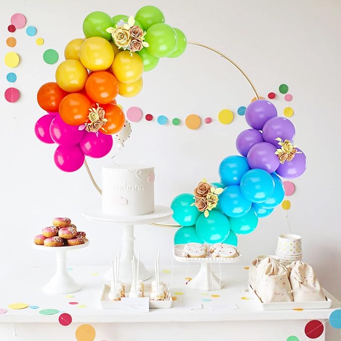 Rainbow Balloons, 50PCS Multicolor Rainbow Balloons Arch in Blue Green Purple Yellow Orange Hot Pink Latex Balloons For Birthday Wedding Baby Shower Engagement DIY Balloons Decoration Party Supplies