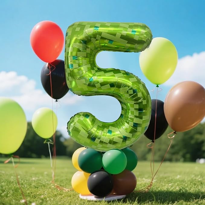 Green Number Balloons, Gaint Green Pixel Number 9 Balloon 40 Inch Dark green 9 Balloon for Boys Girls Kids 9th Birthday Party Decoration